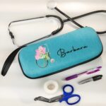 Personalized stethoscope case with birth flower design