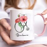 Start the Day with a Personalized Nurse Mug – Custom Birth Flower & Stethoscope Ceramic Cup for Everyday Inspiration - Image 3