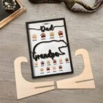 Embrace Family Bonds – Custom Wooden Bear Name Plaque – A Heartfelt Tribute for Papa and Kids - Image 4