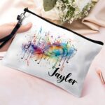 Carry Your Melody – Custom Music Note Linen Cosmetic Bag – For Musicians and Music Lovers - Image 2