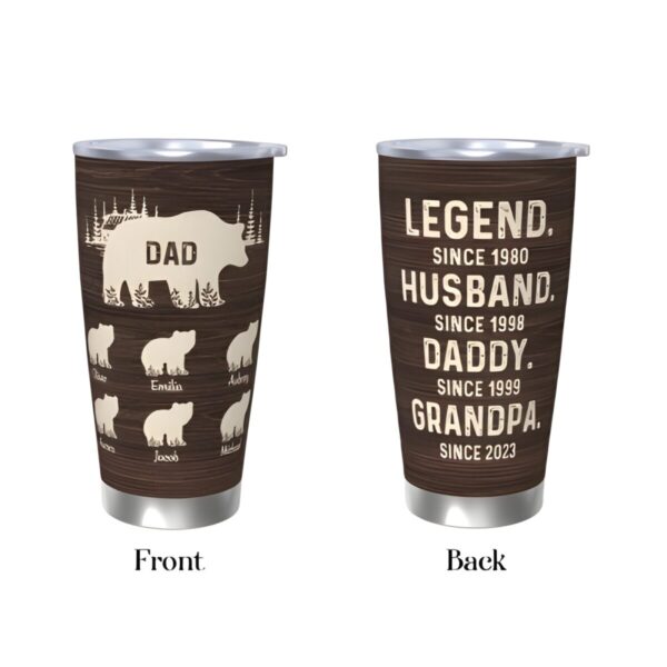 Custom Papa Bear travel tumbler for heartfelt moments