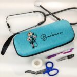 Personalized Birth Flower Medical Stethoscope Box – Lightweight Protective Case with Mesh Bag for Nurses and Doctors - Image 5