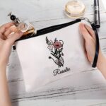 Personalized Birth Flower Medical Cosmetic Bag – Stethoscope Design Makeup Pouch with Wrist Strap for Nurses and Doctors - Image 4