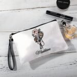 Personalized Birth Flower Medical Cosmetic Bag – Stethoscope Design Makeup Pouch with Wrist Strap for Nurses and Doctors - Image 5