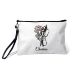 Personalized Birth Flower Medical Cosmetic Bag – Stethoscope Design Makeup Pouch with Wrist Strap for Nurses and Doctors - Image 6