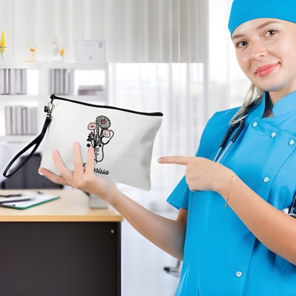 Personalized Birth Flower Medical Cosmetic Bag for caregivers