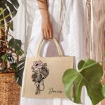 Personalized Birth Flower Medical Jute Tote Bag – Large Capacity Eco Nursing Bag for Everyday Care - Image 6