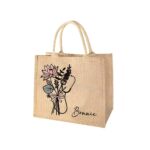 Personalized Birth Flower Medical Jute Tote Bag – Large Capacity Eco Nursing Bag for Everyday Care - Image 9