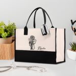 Carry Compassion in Style with a Personalized Birth Flower Nursing Tote Bag – Elegant Canvas Design for Nurses and Doctors Who Make a Difference - Image 2