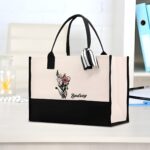 Carry Compassion in Style with a Personalized Birth Flower Nursing Tote Bag – Elegant Canvas Design for Nurses and Doctors Who Make a Difference - Image 3
