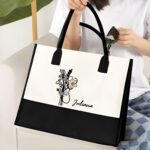 Carry Compassion in Style with a Personalized Birth Flower Nursing Tote Bag – Elegant Canvas Design for Nurses and Doctors Who Make a Difference - Image 4