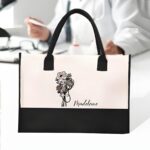 Carry Compassion in Style with a Personalized Birth Flower Nursing Tote Bag – Elegant Canvas Design for Nurses and Doctors Who Make a Difference - Image 5