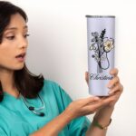 Personalized Birth Flower Stethoscope Tumbler – Stainless Steel Cup with Custom Name, Perfect Gift for Nurses and Doctors - Image 3