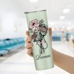 Personalized Birth Flower Stethoscope Tumbler – Stainless Steel Cup with Custom Name, Perfect Gift for Nurses and Doctors - Image 4