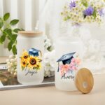 Toast to Achievement with a Personalized Graduation Glass Cup – Frosted Flower Design with Bamboo Lid & Straw - Image 5