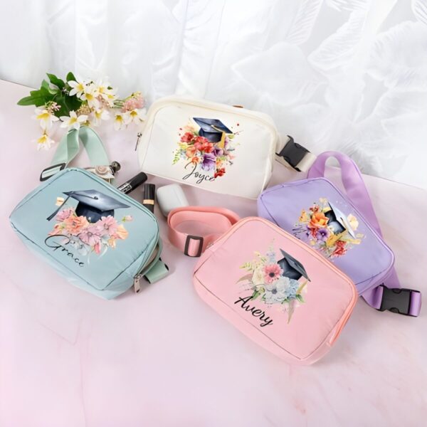 Custom name graduation waist belt bag for her journey