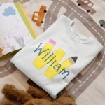 Celebrate New Beginnings – Custom Name & Initial Cotton Tee – For Kids' Special School Days - Image 2