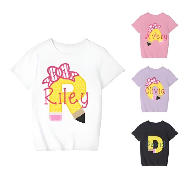 Custom name and initial cotton tee for kids