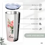 Personalized Birth Flower Stainless Steel Tumbler – 20oz Travel Mug with Straw for Thoughtful Everyday Moments - Image 11