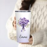 Personalized Birth Flower Stainless Steel Tumbler – 20oz Travel Mug with Straw for Thoughtful Everyday Moments - Image 6