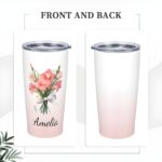 Personalized Birth Flower Stainless Steel Tumbler – 20oz Travel Mug with Straw for Thoughtful Everyday Moments - Image 9