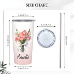 Personalized Birth Flower Stainless Steel Tumbler – 20oz Travel Mug with Straw for Thoughtful Everyday Moments - Image 10