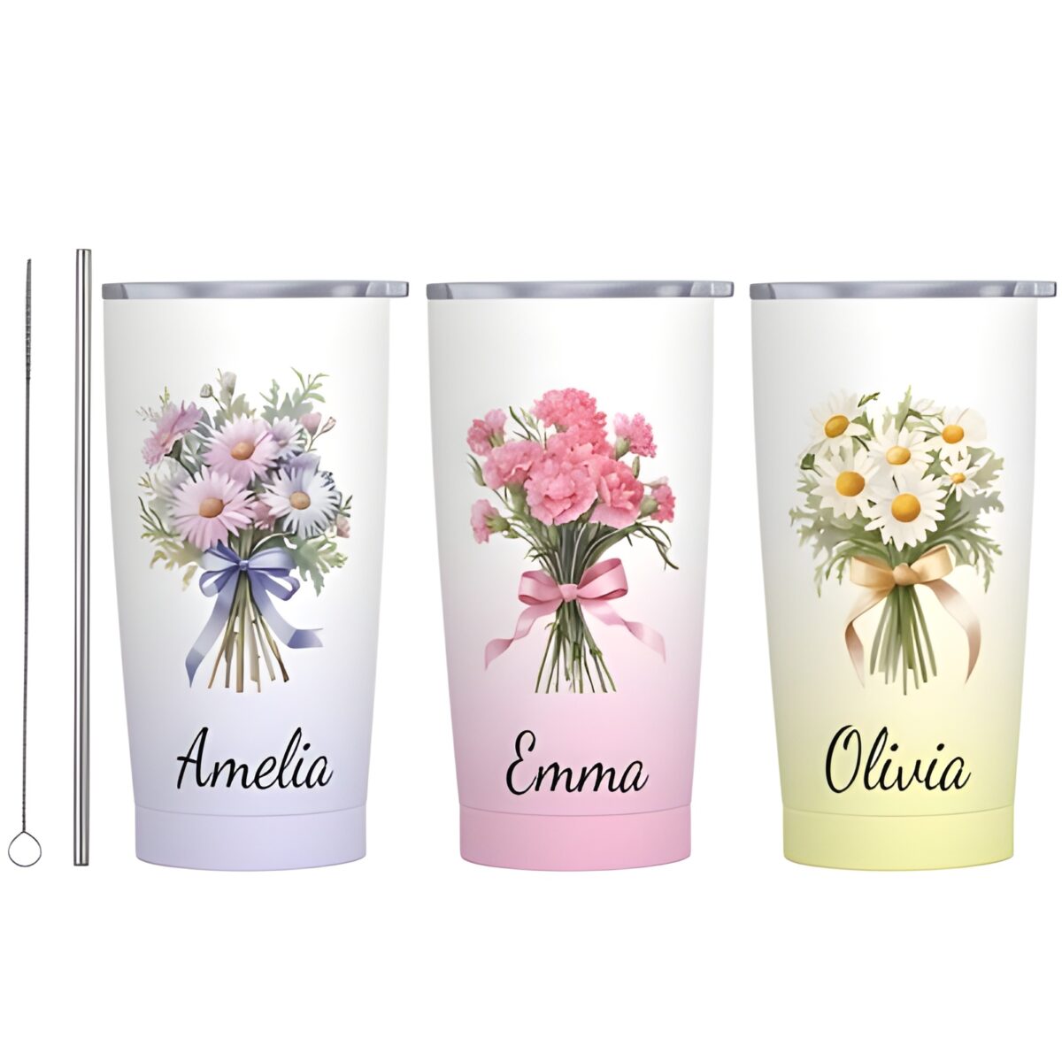 Personalized birth flower tumbler for joyful moments