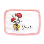 Personalized Birth Flower Clear Makeup Bag – PVC Travel Cosmetic Pouch with Zipper for Teachers and Everyday Use - Image 12