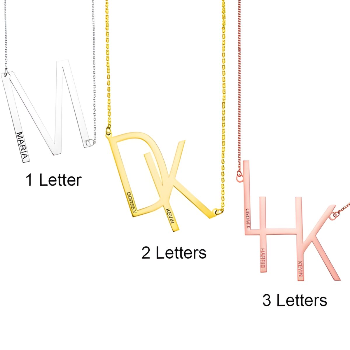 Sideways initial necklace embracing your unique story