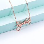 Embrace Your Story – Calligraphy Name Necklace in Rose Gold – A Timeless Treasure for Her - Image 2