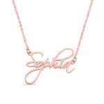 Personalized calligraphy name necklace in rose gold