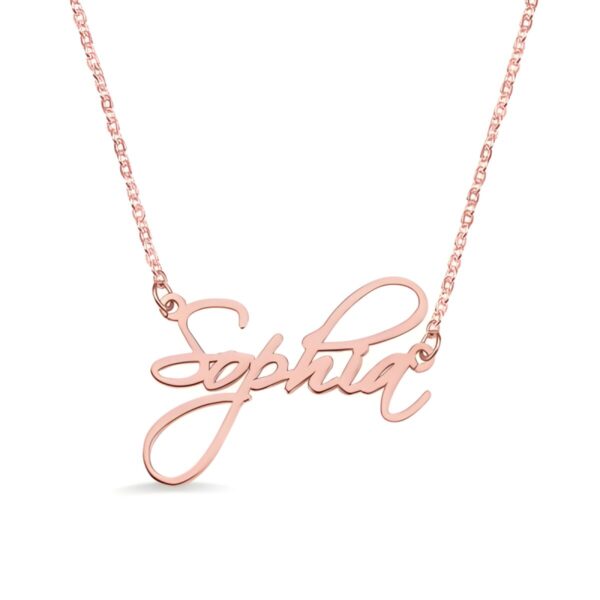 Personalized calligraphy name necklace in rose gold