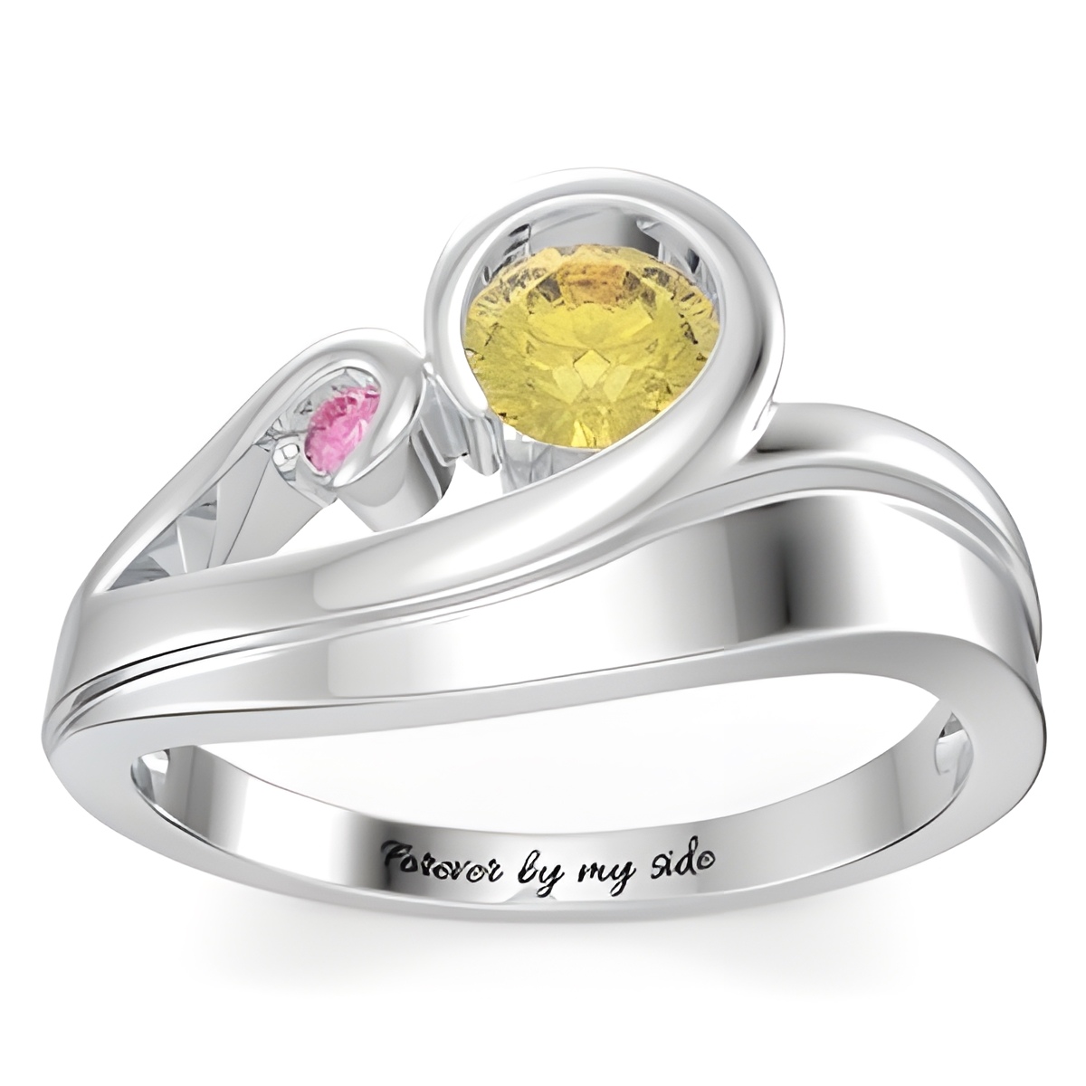 PRH020_featured Personalized swirling silver ring with gemstones