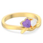 Embrace Your Love Story – Twisted Heart Birthstone Promise Ring – For Couples United by Heartfelt Vows - Image 2
