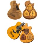 Personalized wooden guitar pick set for music lovers