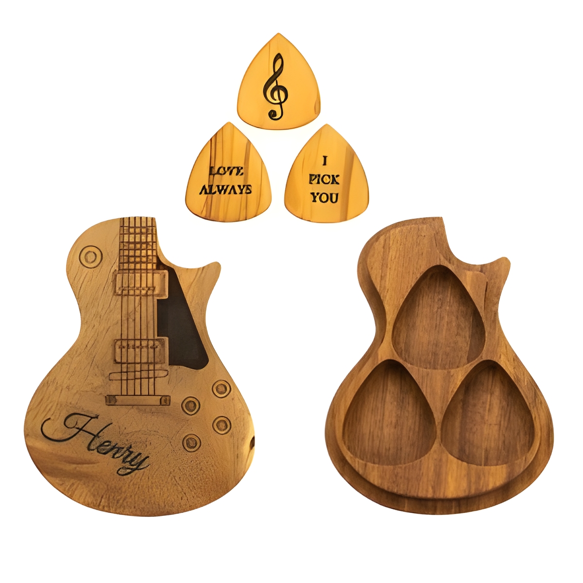 Custom wooden guitar picks for music lovers