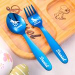 Make Mealtime Fun with a Personalized Bunny Easter Cutlery Set – Colorful Stainless-Steel Fork, Spoon & Knife for Kids’ Baskets - Image 3