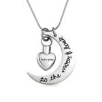 Memorial urn necklace for loved ones with moon pendant