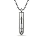 Stainless steel cross bullet urn necklace for remembrance