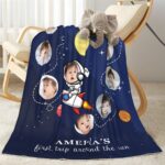 Embrace Their First Journey – Custom Photo & Name Baby Blanket – A Treasured Keepsake for Newborns’ Milestone Year - Image 4