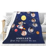 Embrace Their First Journey – Custom Photo & Name Baby Blanket – A Treasured Keepsake for Newborns’ Milestone Year - Image 9