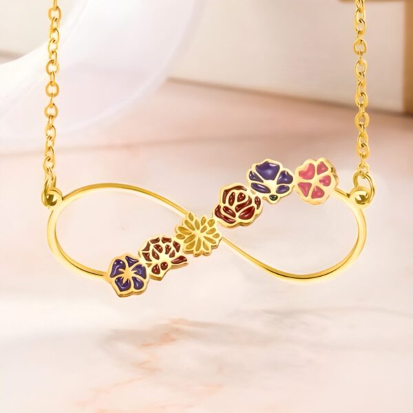 Birth flower infinity necklace for heartfelt connections