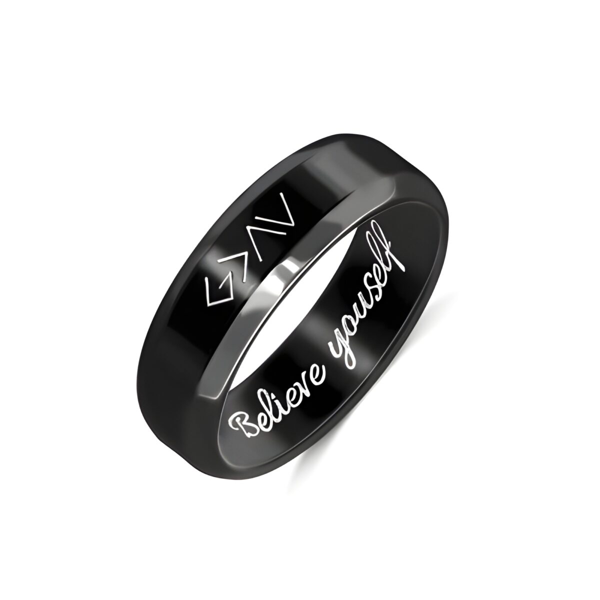 Engraved Christian ring for faith and strength