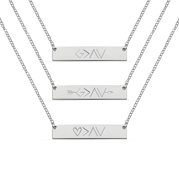 Inspirational bar necklace for faith and strength