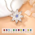 Embrace Your Radiance – Custom Name Daisy Necklace with Birthstone – A Loving Tribute for Her - Image 3