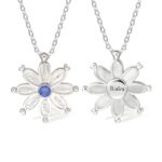 Custom name daisy necklace with birthstone for her