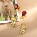Embrace Dreams in Silver – Highland Cow Stud Earrings with Birthstone Balloons – A Cherished Gift for Loved Ones - Image 2