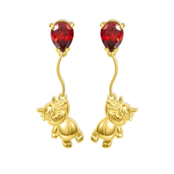Highland cow stud earrings with birthstone balloons