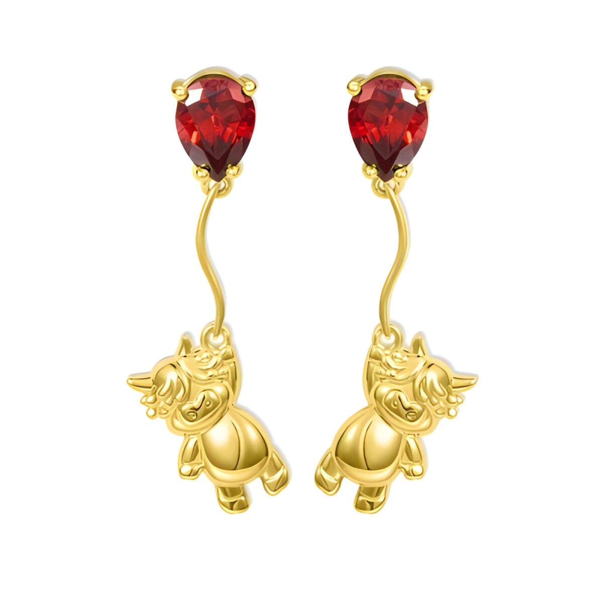 Highland cow stud earrings with birthstone balloons