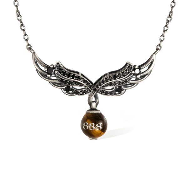 Custom angel number crystal necklace with angel wings